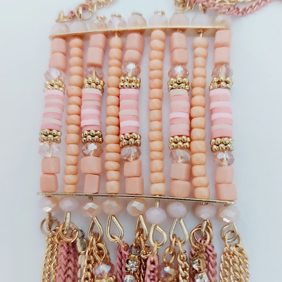 Double Chain Necklace with metal chain & beads - Picture 3 of 5